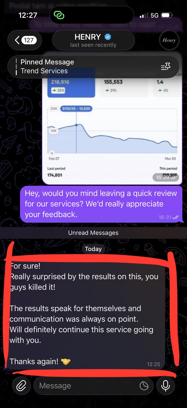 Client testimonial screenshot