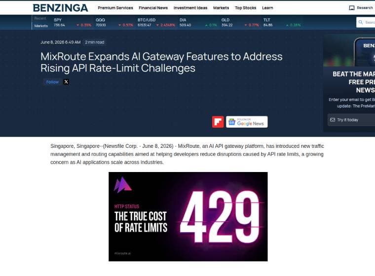 MixRoute.ai featured in Benzinga