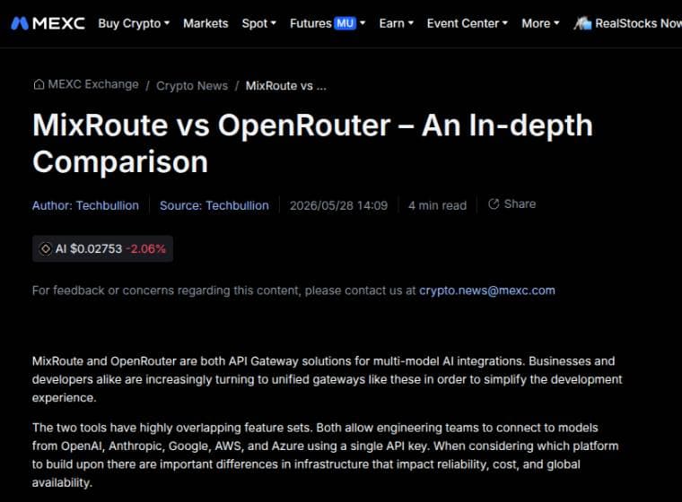 MixRoute.ai featured in MEXC
