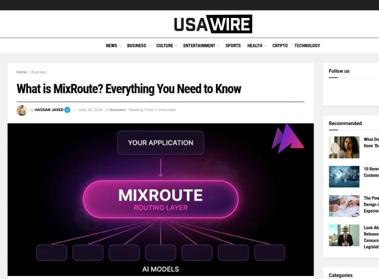 MixRoute.ai featured in USA Wire